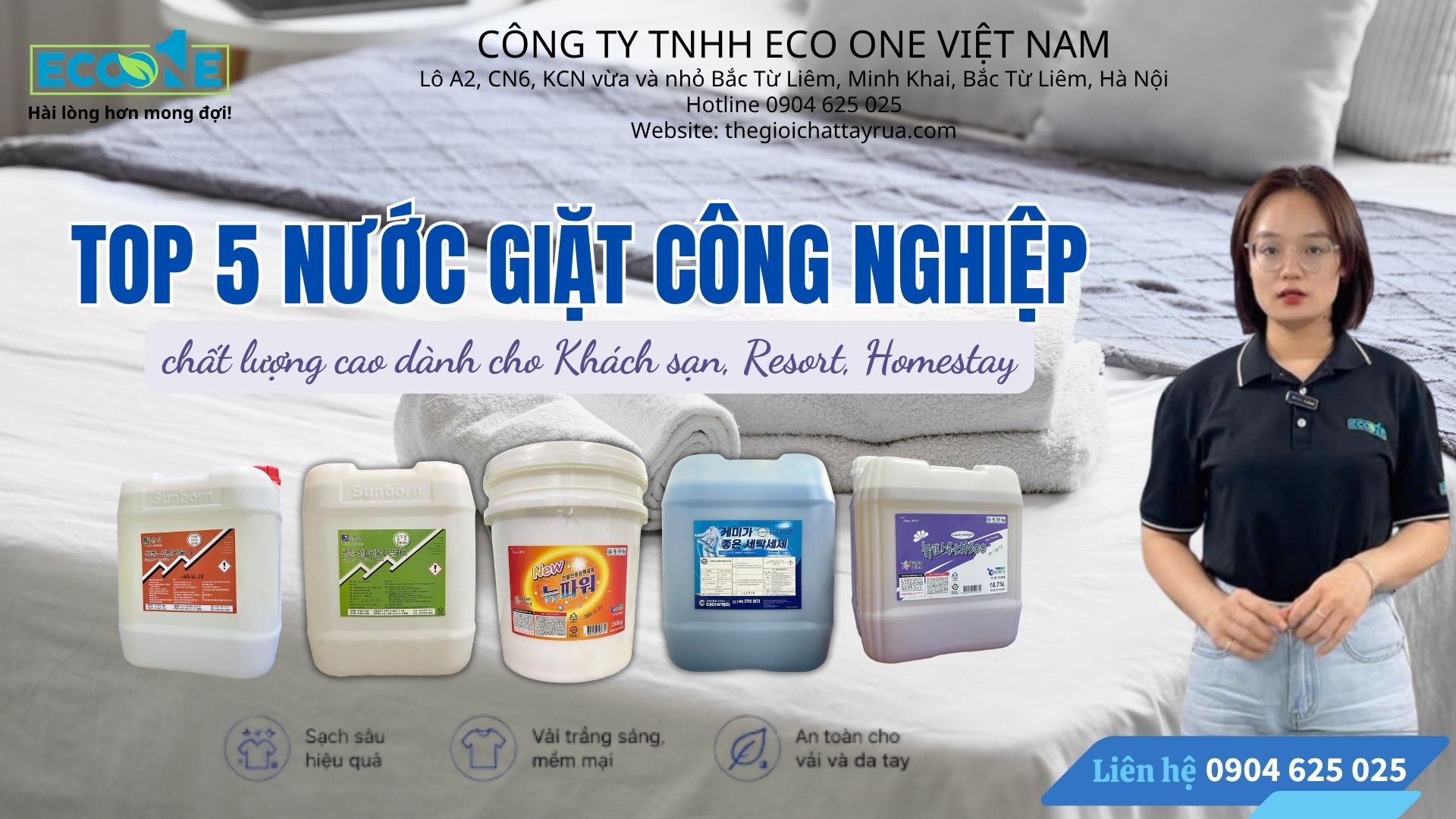 Tìm hiểu cách chọn nước giặt công nghiệp cho khách sạn, bệnh viện và xưởng giặt. So sánh 5 sản phẩm, công dụng và cách tối ưu chi phí giặt là.